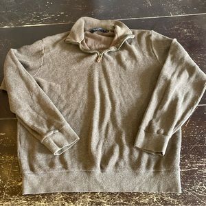 Vtg Polo Ralph Lauren Sweater Mens Large Brown 1/4 Quarter Zip Pullover Cotton